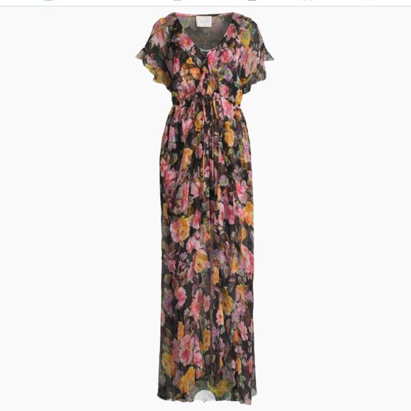 Johnny Was Jade Suri Ruffle Floral Silk Maxi Dress - Picture 8 of 10